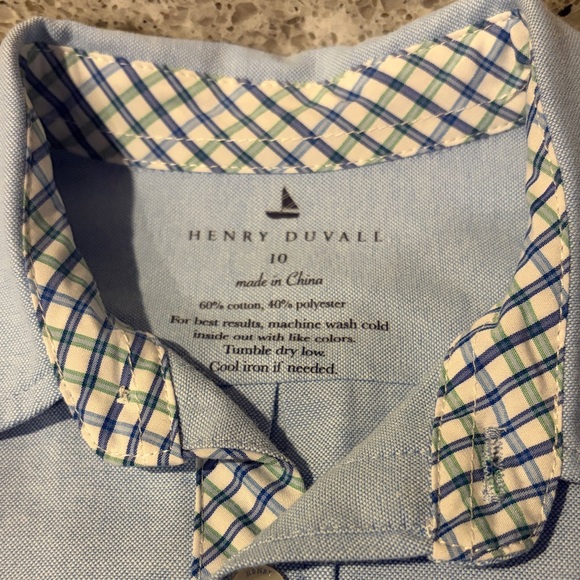 Henry Duvall Light Blue Button Down Shirt with Checkered Collar - Picture 2 of 4